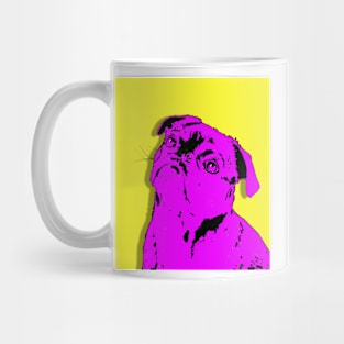 Pink pug on electric lemon background Mug